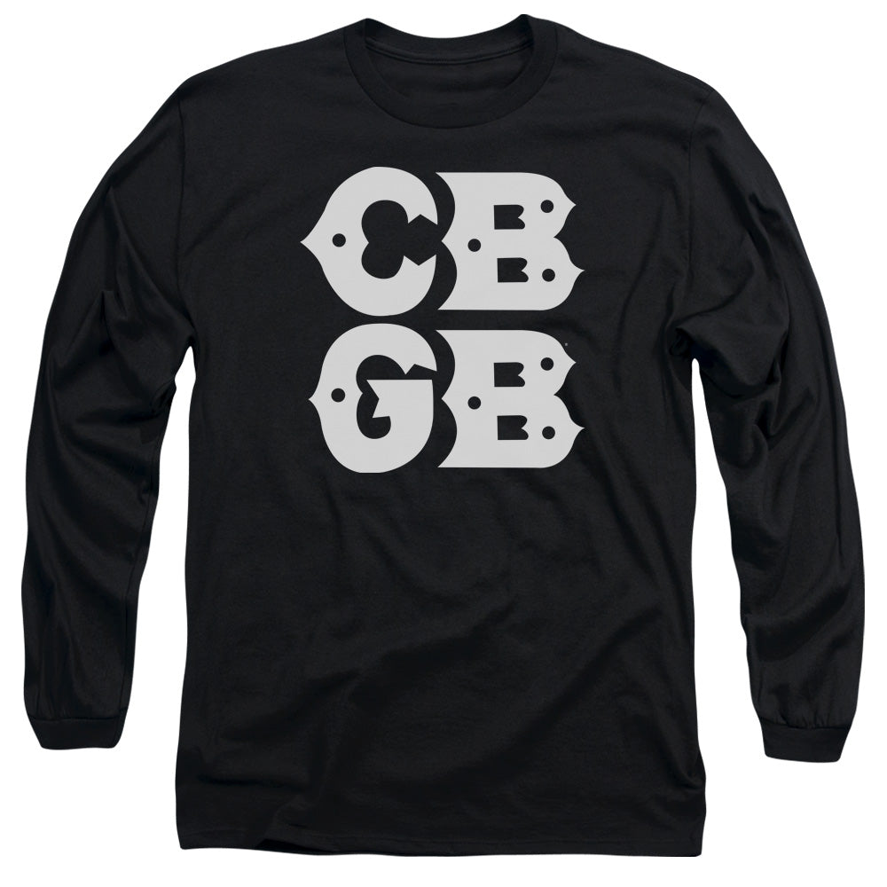 CBGB Stacked Logo Mens Long Sleeve Shirt Black