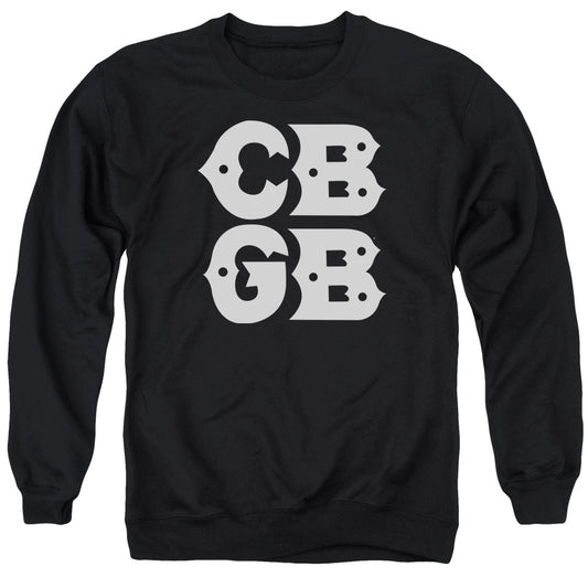 CBGB Stacked Logo Mens Crewneck Sweatshirt Black