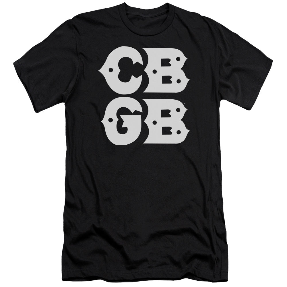 CBGB Stacked Logo Premium Bella Canvas Slim Fit Mens T Shirt Black