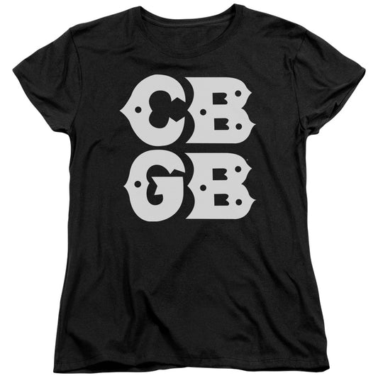 CBGB Stacked Logo Womens T Shirt Black