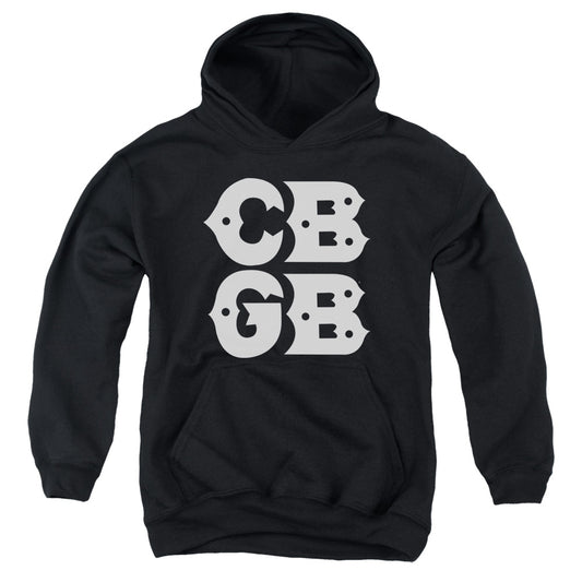 CBGB Stacked Logo Kids Youth Hoodie Black