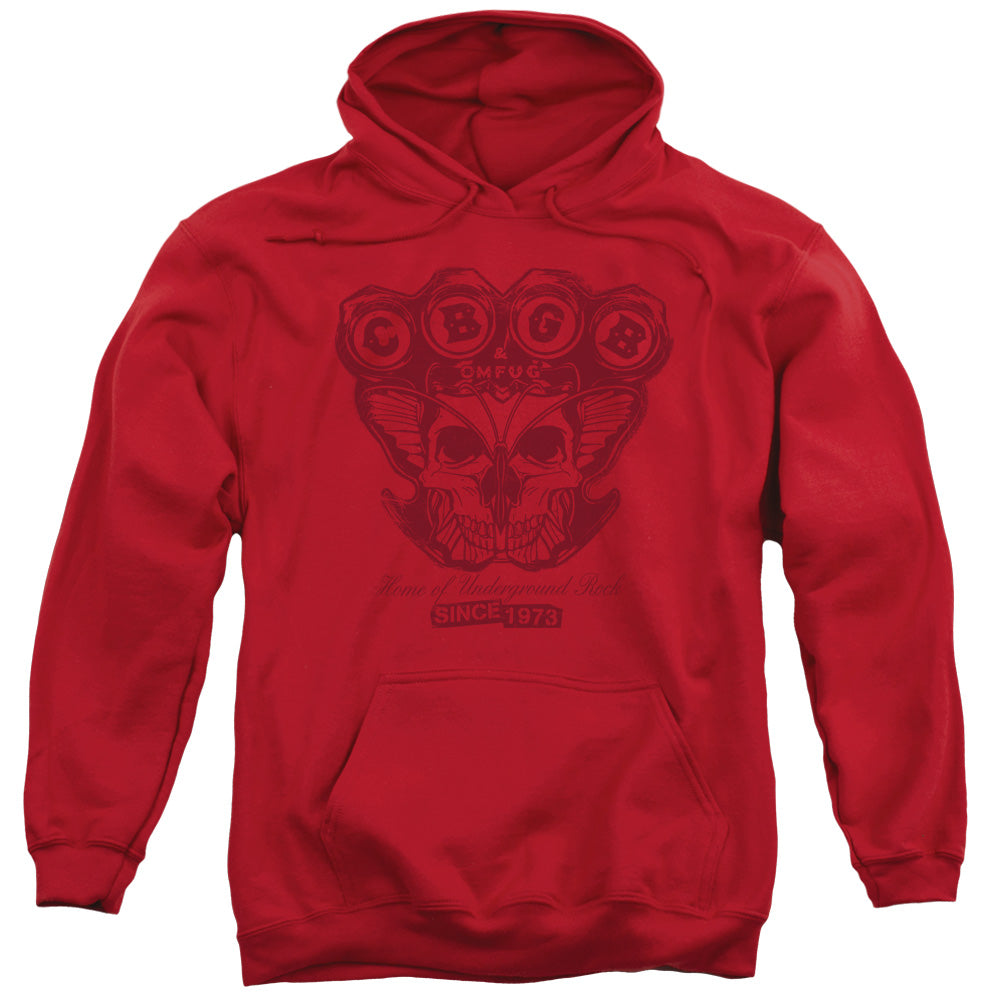 CBGB Moth Skull Mens Hoodie Red