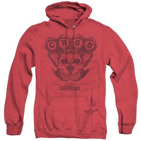 CBGB Moth Skull Heather Mens Hoodie Red