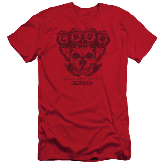 CBGB Moth Skull Slim Fit Mens T Shirt Red