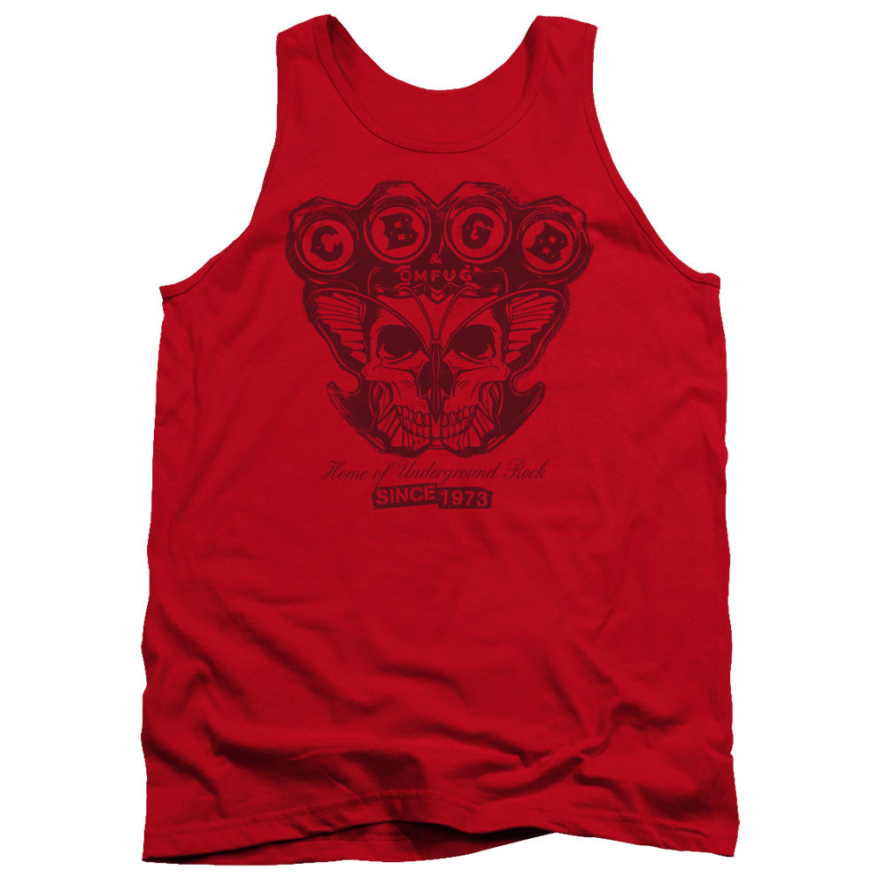 CBGB Moth Skull Mens Tank Top Shirt Red