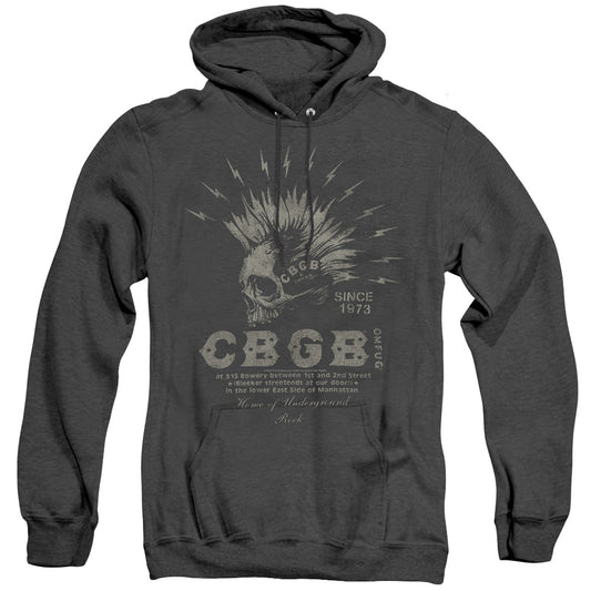 CBGB Electric Skull Heather Mens Hoodie Black