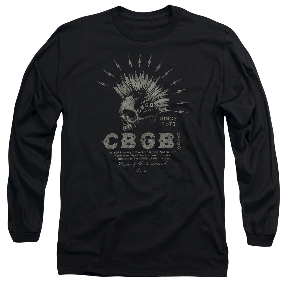 CBGB Electric Skull Mens Long Sleeve Shirt Black