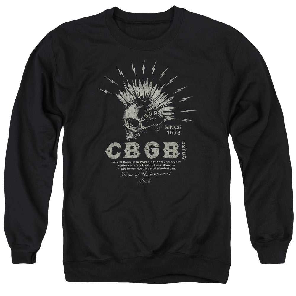 CBGB Electric Skull Mens Crewneck Sweatshirt Black