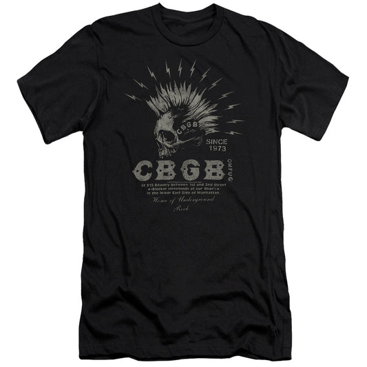 CBGB Electric Skull Premium Bella Canvas Slim Fit Mens T Shirt Black