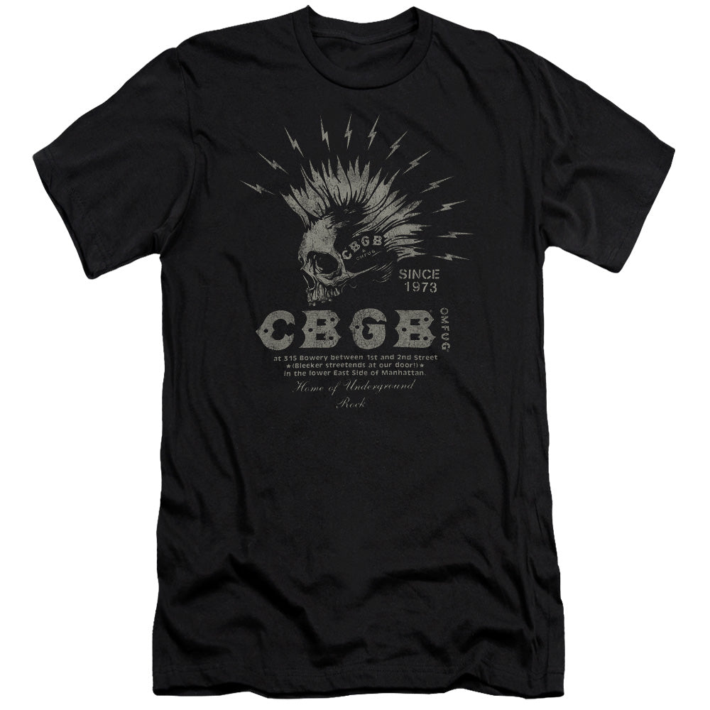 CBGB Electric Skull Slim Fit Mens T Shirt Black