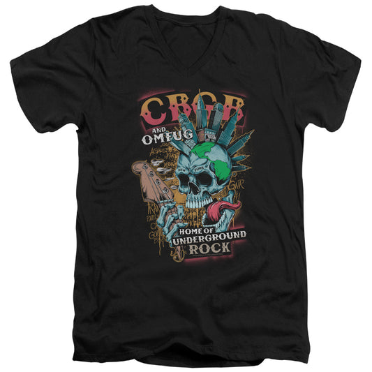 CBGB City Mowhawk Mens Slim Fit V-Neck T Shirt Black