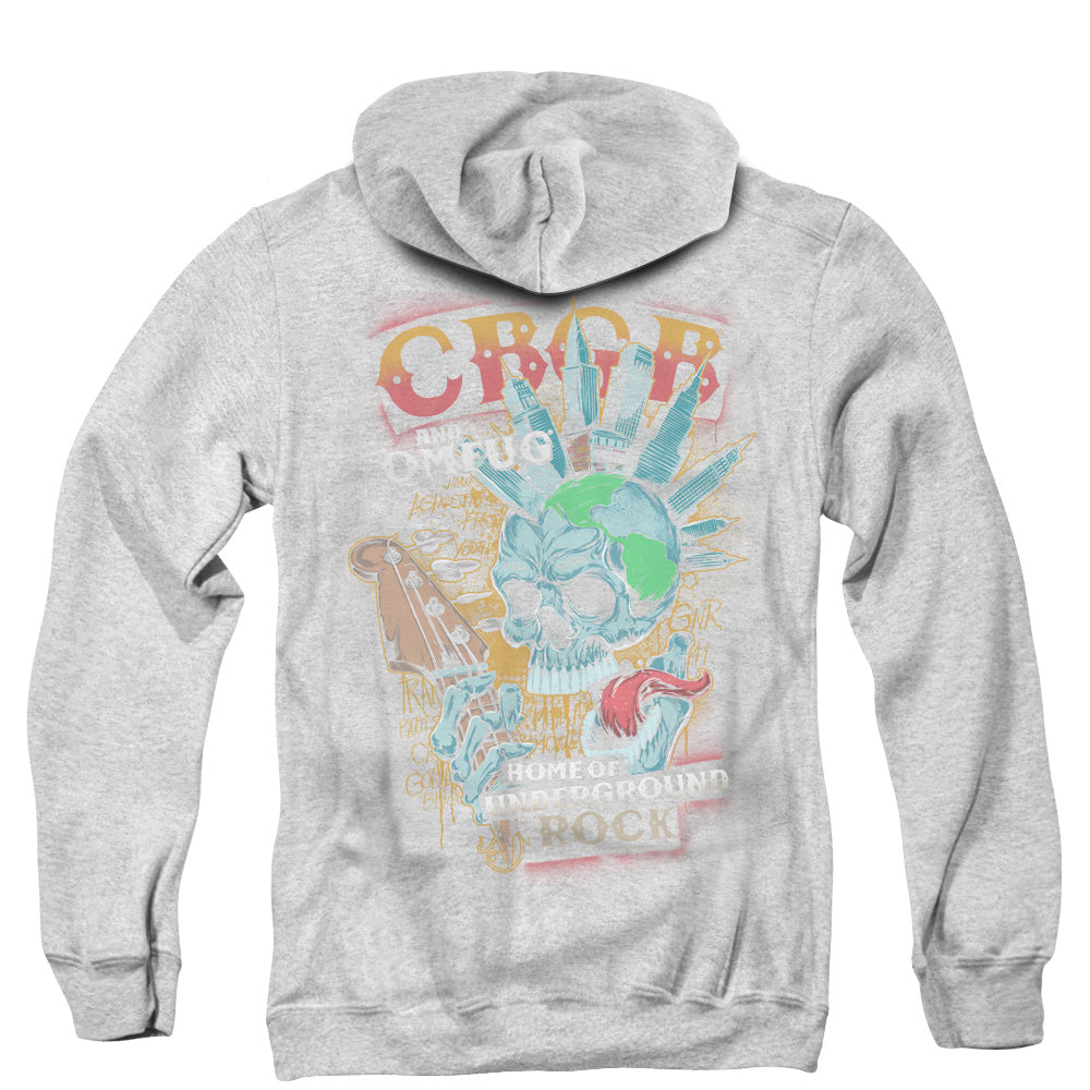 CBGB City Mowhawk Back Print Zipper Mens Hoodie Athletic Heather