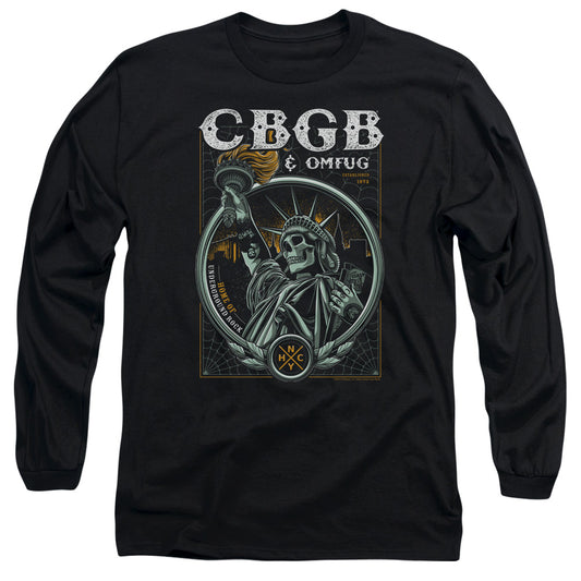 CBGB Liberty Skull Mens Long Sleeve Shirt Black