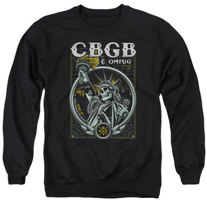 CBGB Liberty Skull Mens Crewneck Sweatshirt Black