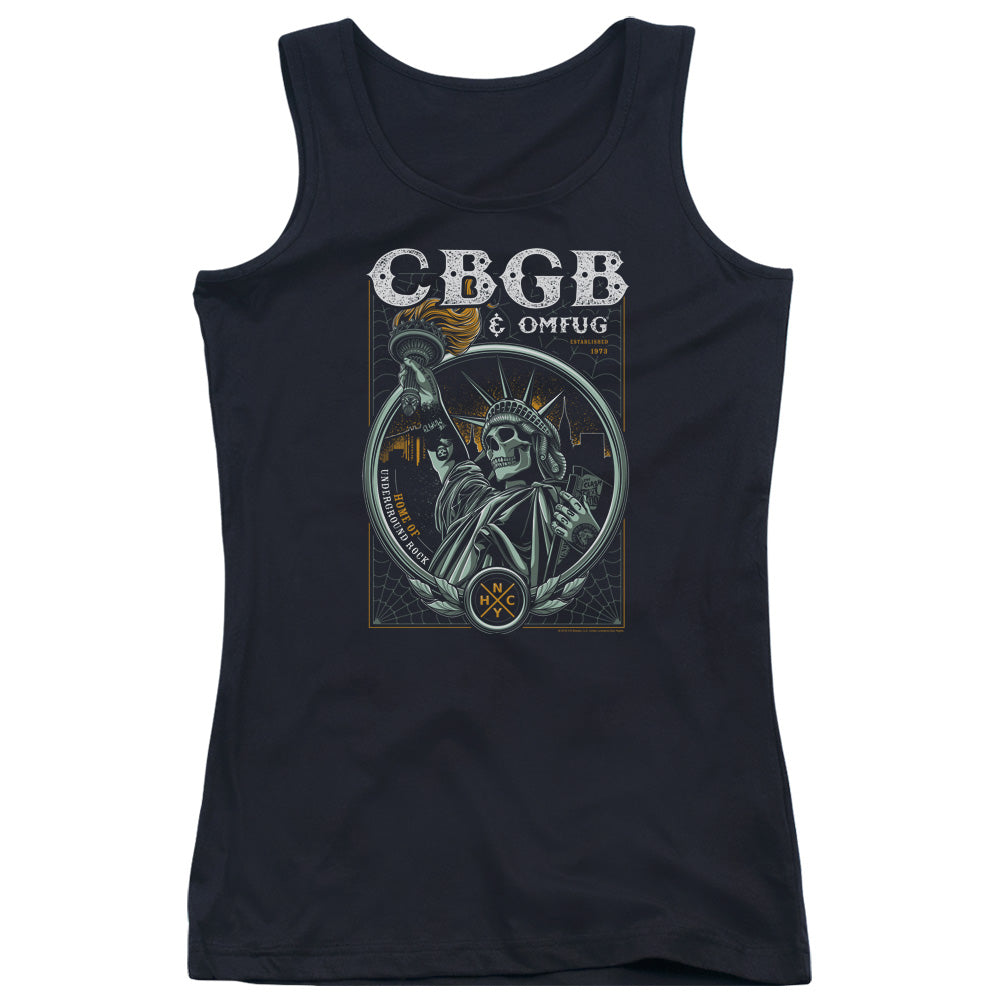 CBGB Liberty Skull Womens Tank Top Shirt Black