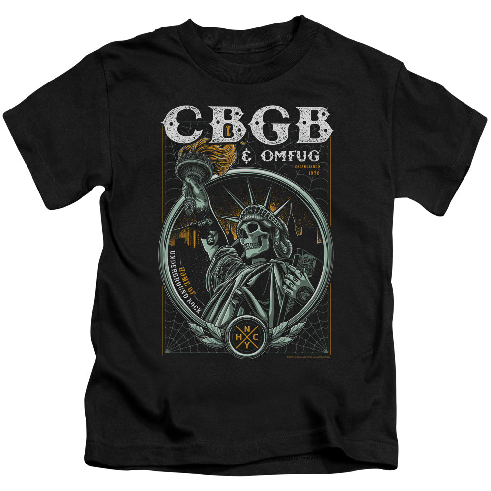 CBGB Liberty Skull Juvenile Kids Youth T Shirt Black