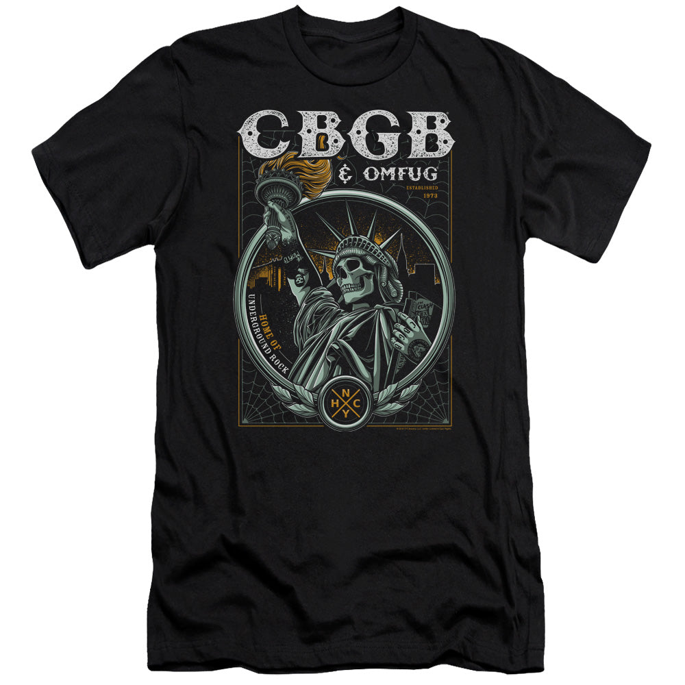 CBGB Liberty Skull Premium Bella Canvas Slim Fit Mens T Shirt Black