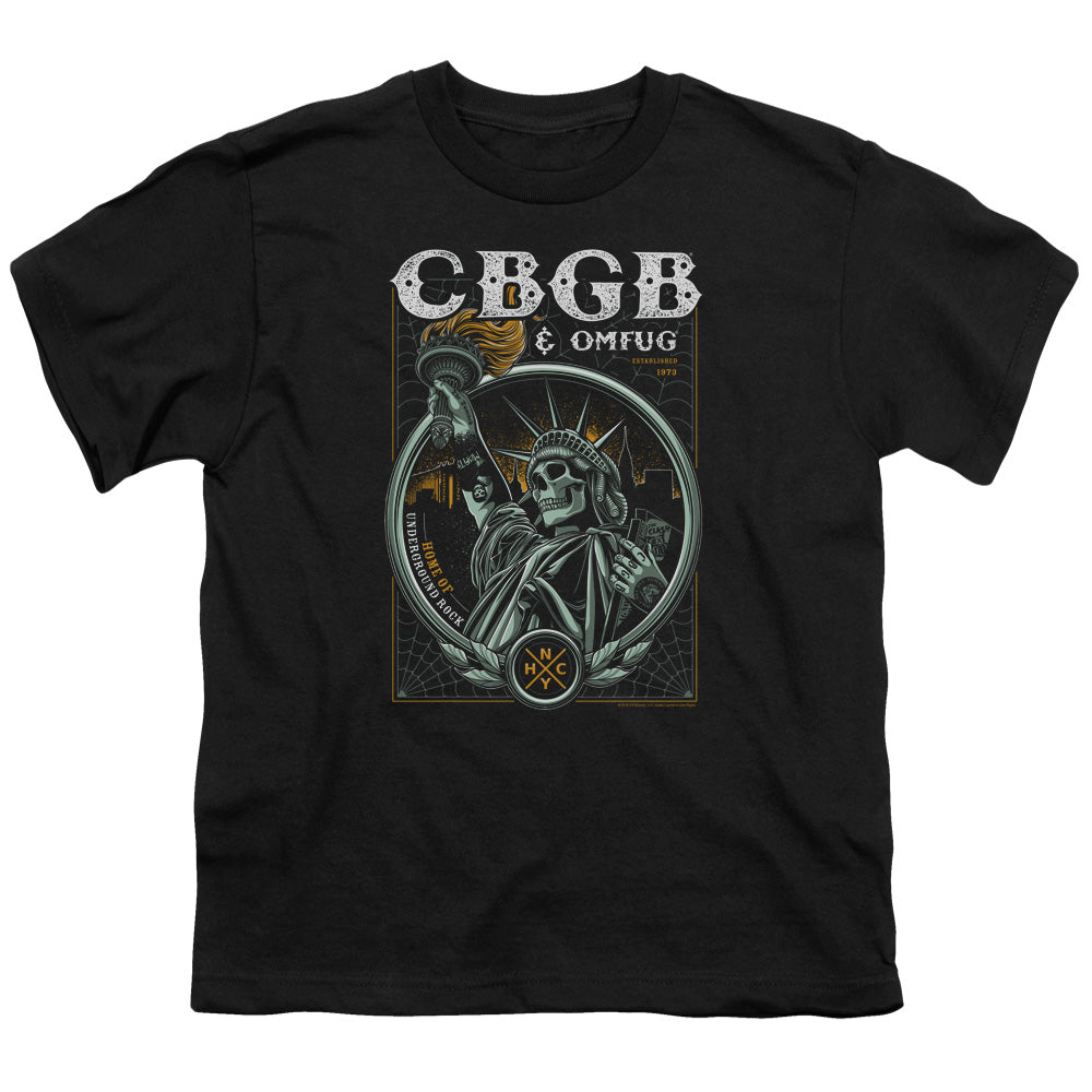 CBGB Liberty Skull Kids Youth T Shirt Black