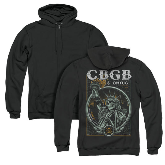 CBGB Liberty Skull Back Print Zipper Mens Hoodie Black