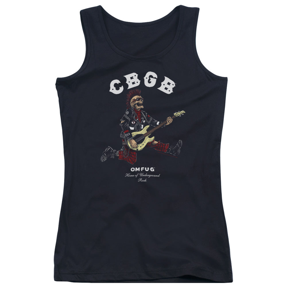 CBGB Skull Jump Womens Tank Top Shirt Black