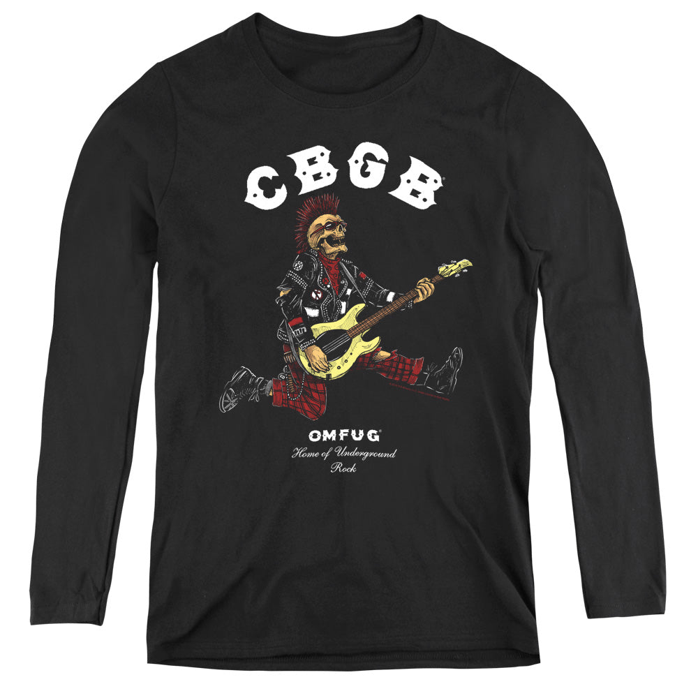 CBGB Skull Jump Womens Long Sleeve Shirt Black