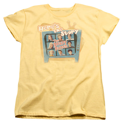 Brady Bunch Heres the Story Womens T Shirt Banana Officially Licensed