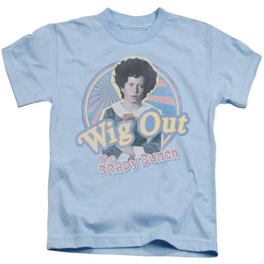 Brady Bunch Wig Out Juvenile Kids Youth T Shirt Light Blue Officially Licensed