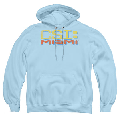 Csi Miami Logo Distressed Mens Hoodie Light Blue Officially Licensed