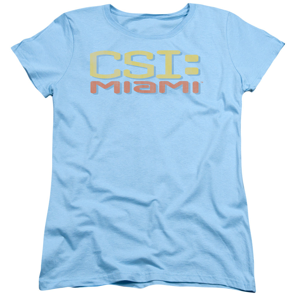 Csi Miami Logo Distressed Womens T Shirt Light Blue Officially Licensed