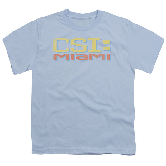 Csi Miami Logo Distressed Kids Youth T Shirt Light Blue Officially Licensed