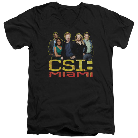 Csi Miami the Cast in Black Mens Slim Fit V-Neck T Shirt Black Officially Licensed