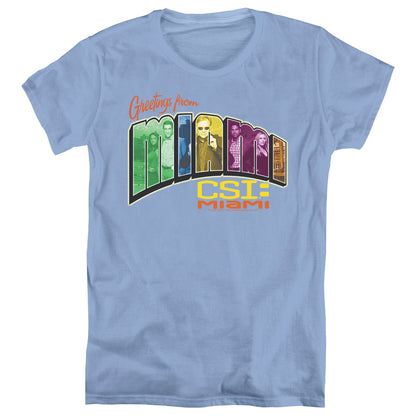 Csi Miami Greeting From Miami Womens T Shirt Carolina Blue Officially Licensed