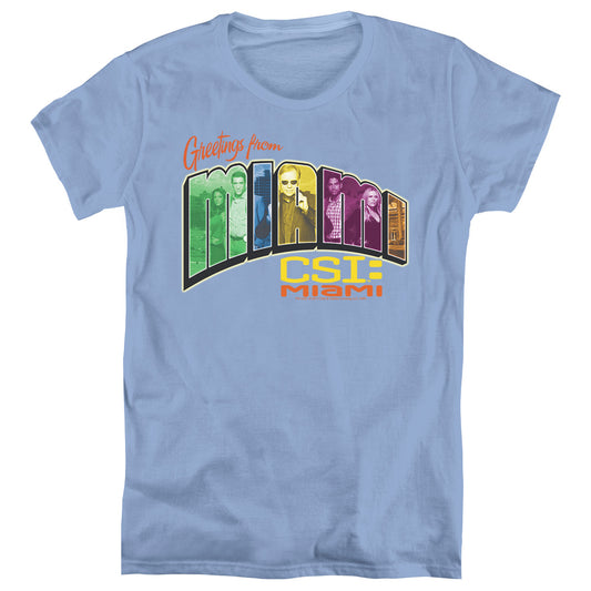 Csi Miami Greeting From Miami Womens T Shirt Carolina Blue Officially Licensed