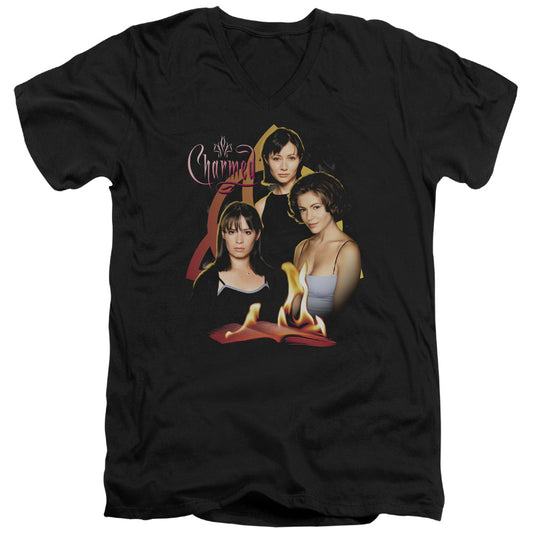 Charmed Original Three Mens Slim Fit V-Neck T Shirt Black Officially Licensed