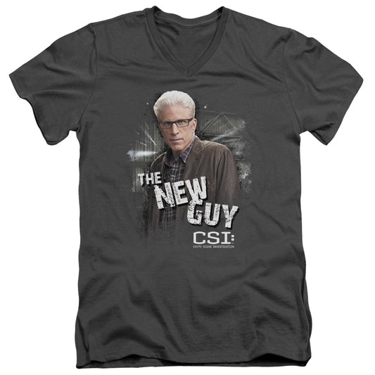 Csi the New Guy Mens Slim Fit V-Neck T Shirt Charcoal Officially Licensed