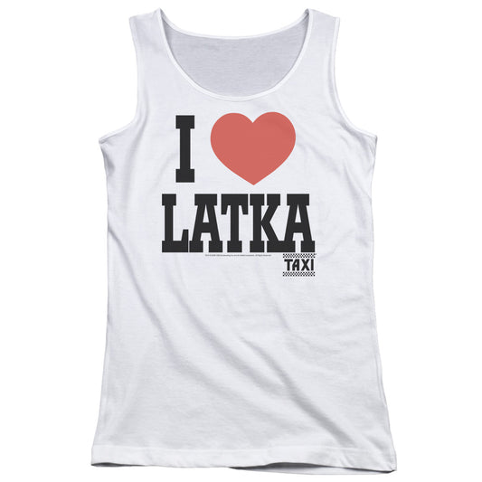 Taxi I Heart Latka Womens Tank Top Shirt White