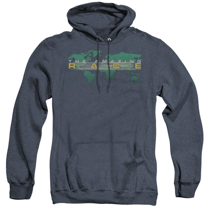 Amazing Race Around The World Mens Heather Hoodie Navy