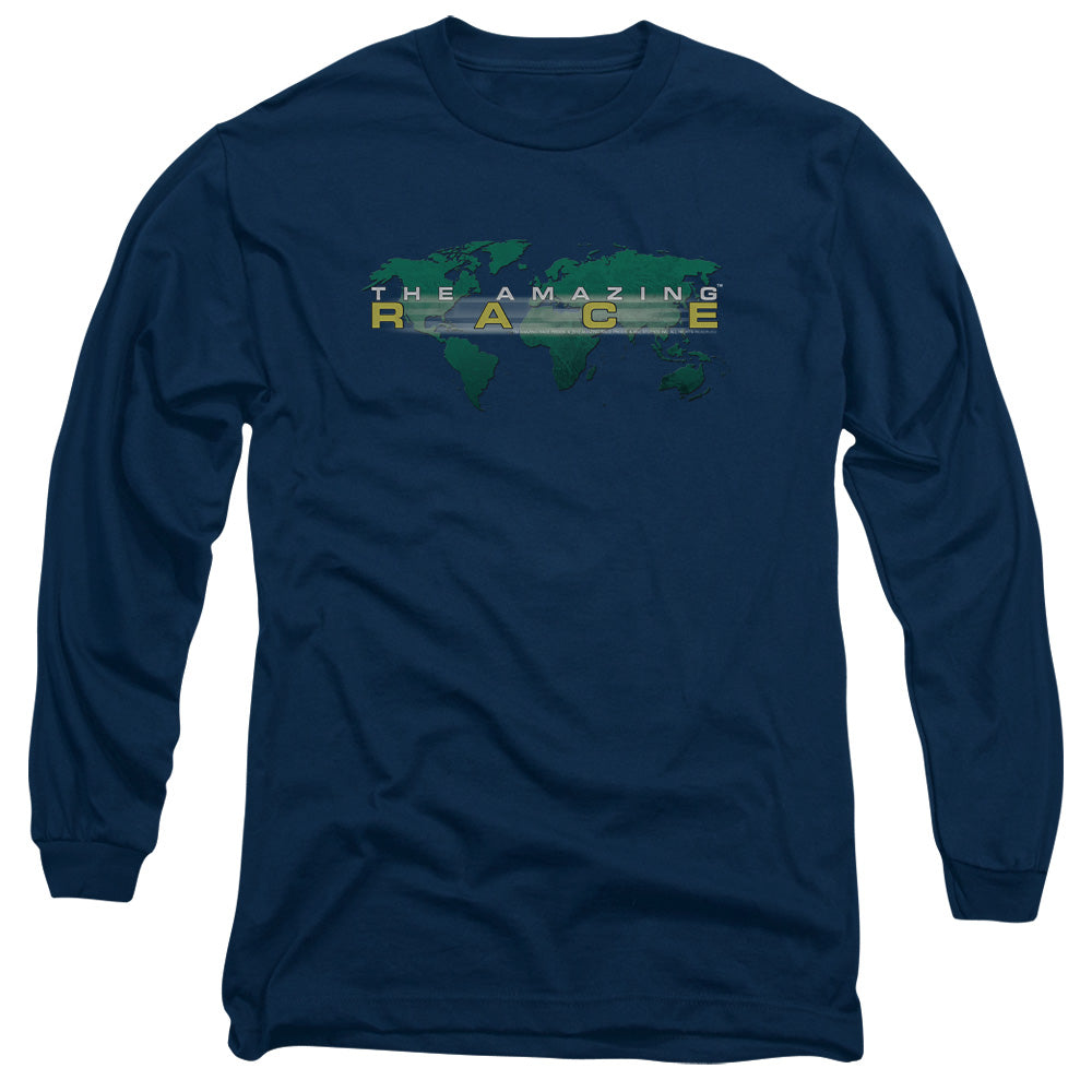 Amazing Race Around The World Mens Long Sleeve Shirt Navy