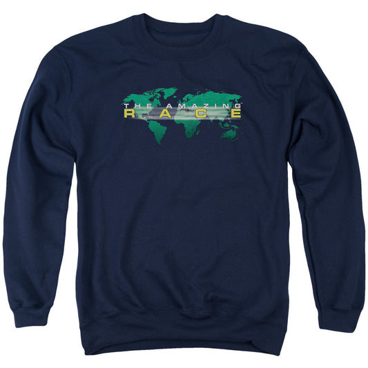 Amazing Race Around the World Mens Crewneck Sweatshirt Navy