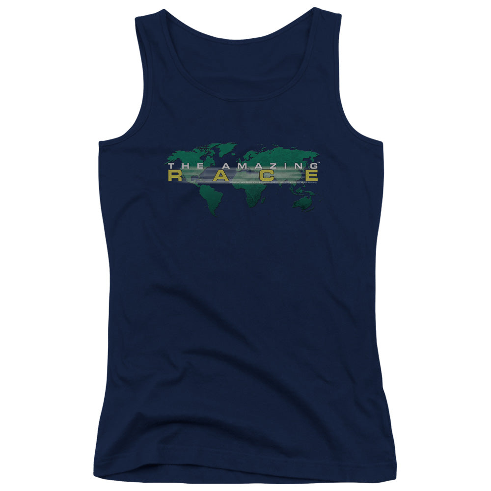 Amazing Race Around the World Womens Tank Top Shirt Navy Blue