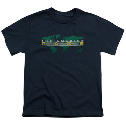 Amazing Race Around the World Kids Youth T Shirt Navy