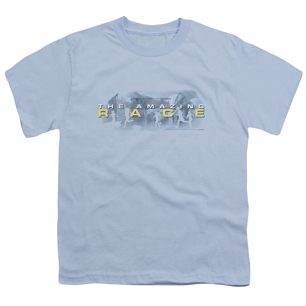 Amazing Race in the Clouds Kids Youth T Shirt Light Blue