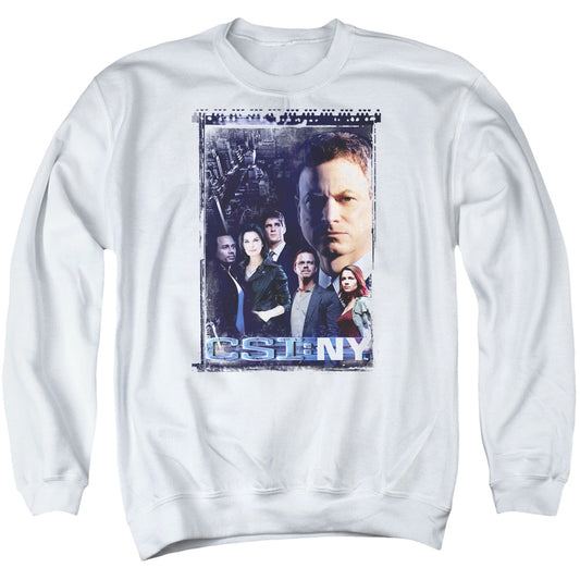 Csi Ny Watchful Eye Mens Crewneck Sweatshirt White Officially Licensed