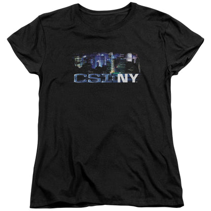 Csi Ny Never Rests Womens T Shirt Black Officially Licensed