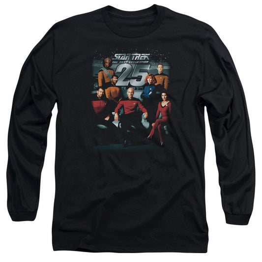 Star Trek 25Th Anniversary Crew Mens Long Sleeve Shirt Black Officially Licensed Officially Licensed