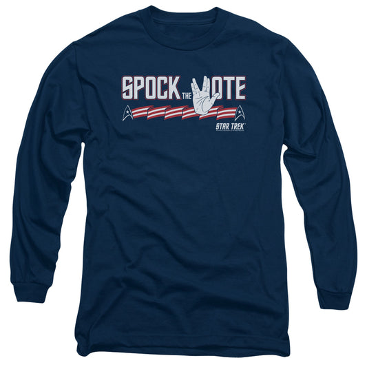 Star Trek Spock The Vote Mens Long Sleeve Shirt Navy Officially Licensed Officially Licensed