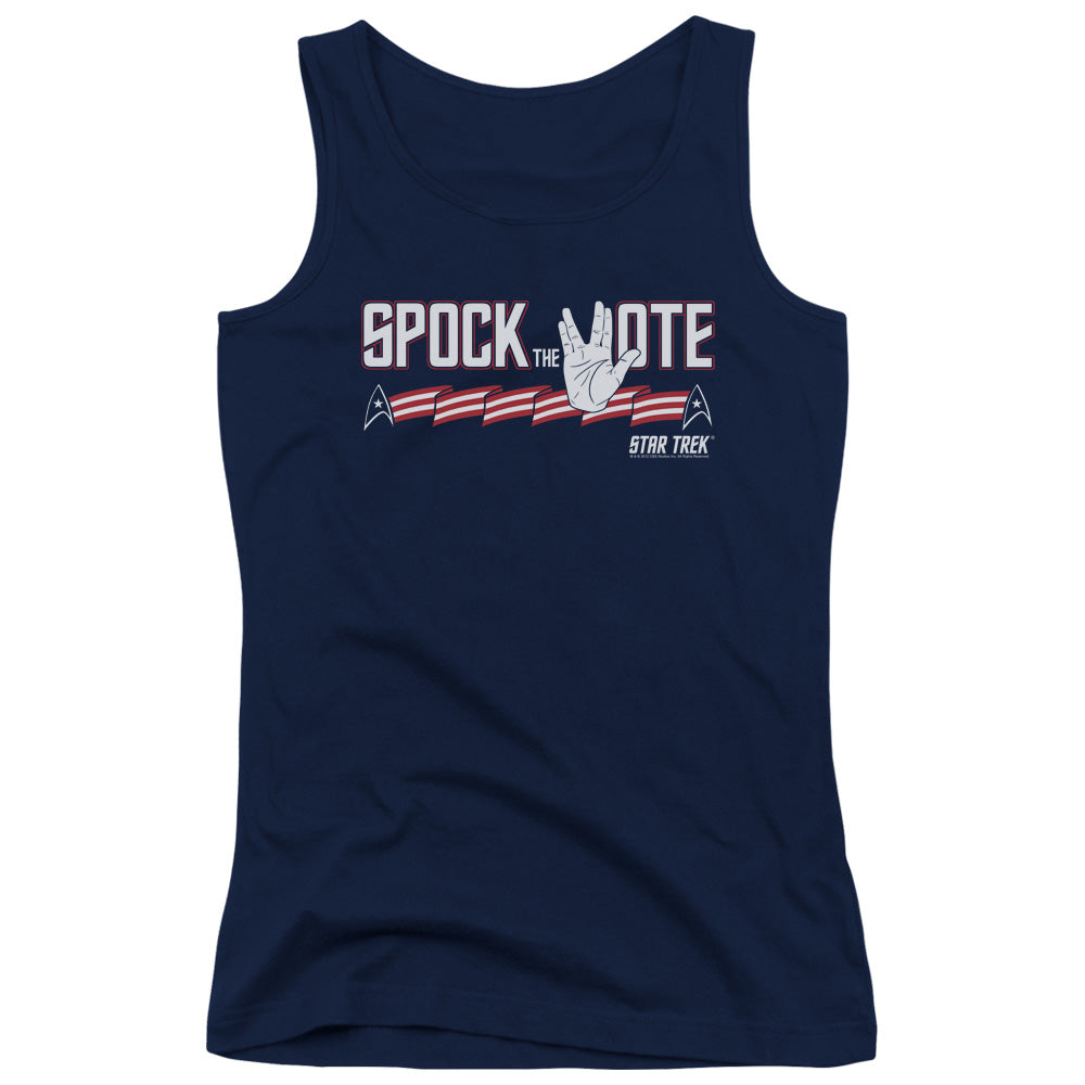 Star Trek Spock the Vote Womens Tank Top Shirt Navy Blue