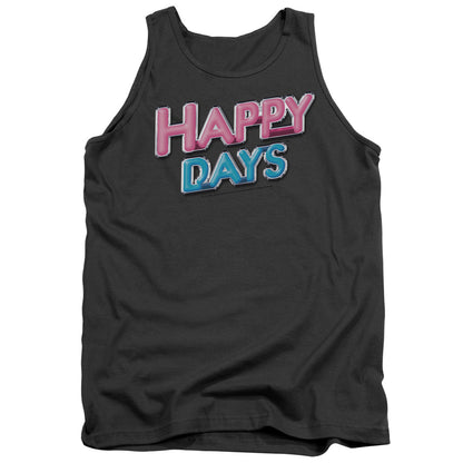 Happy Days Happy Days Logo Mens Tank Top Shirt Charcoal Officially Licensed