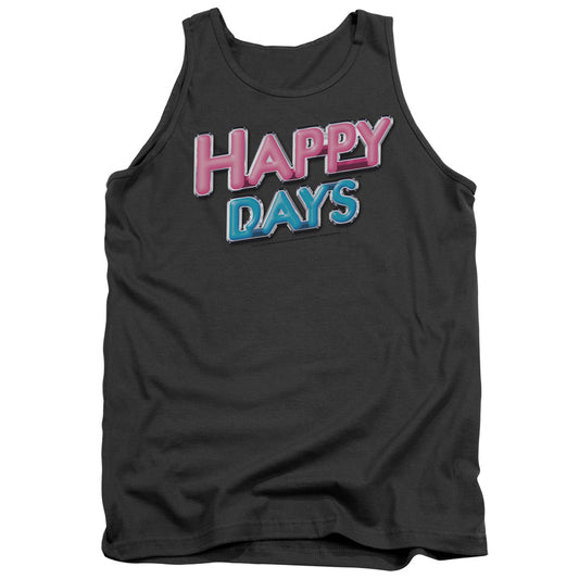 Happy Days Happy Days Logo Mens Tank Top Shirt Charcoal Officially Licensed