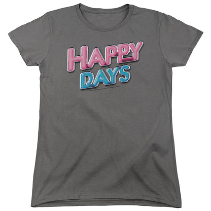 Happy Days Happy Days Logo Womens T Shirt Charcoal Officially Licensed